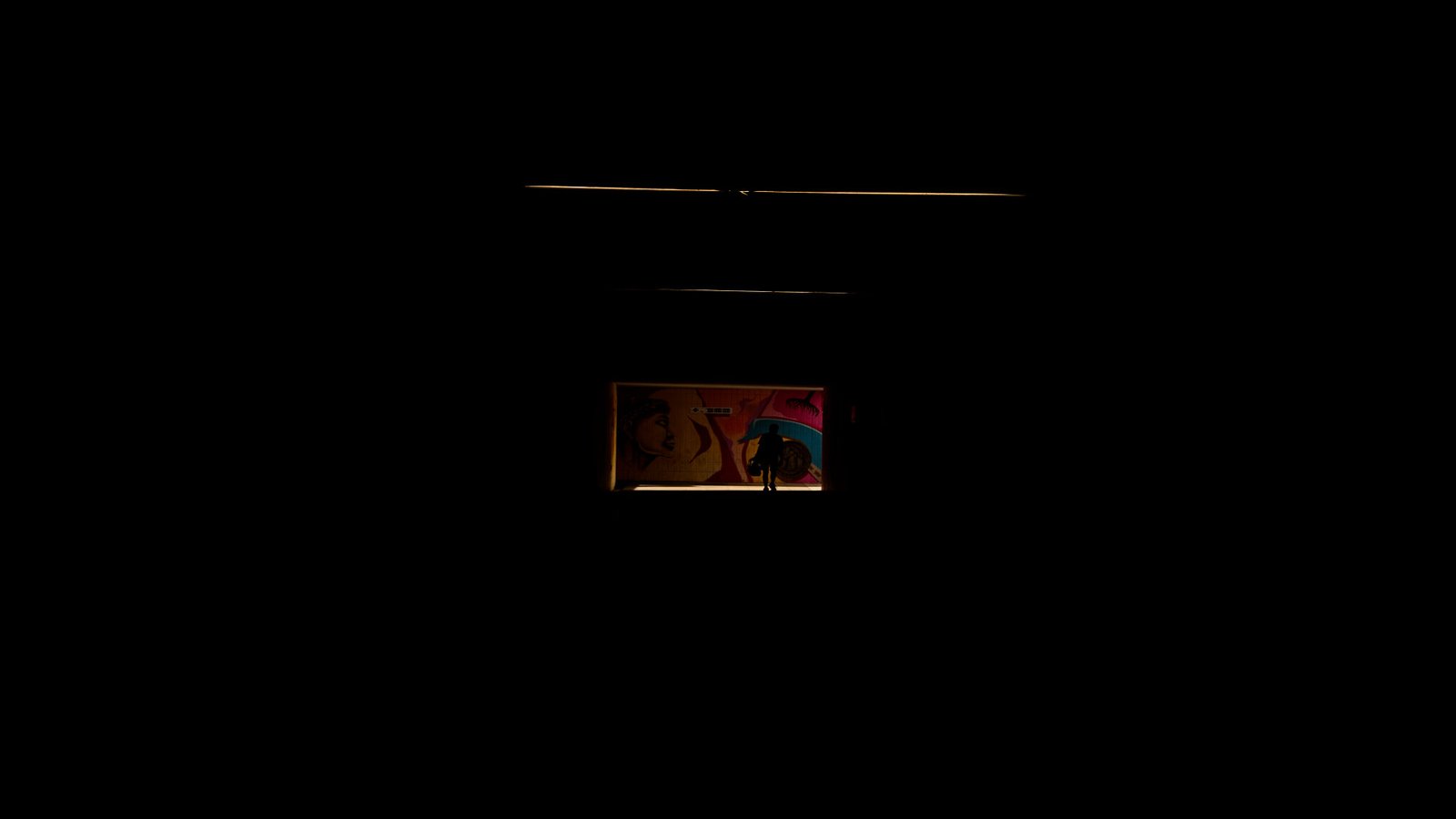 Commuter Silhouette In Tunnel